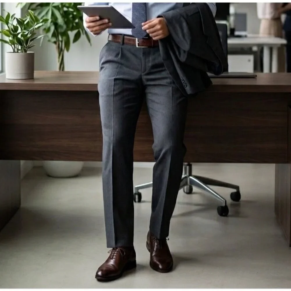 Banana Republic Dress Pants Mens 33X30 Gray 100% Cotton Modern Fit‎ Office Event